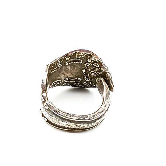 Vintage Elegant Spoon Wrap Ring, Silver Plate Floral Bypass Ring, Unique Gift - Picture 4 of 5